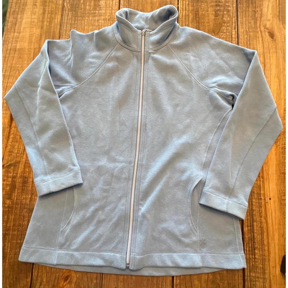 Tommy Bahama Light Blue Cotton Spandex Full-Zip Jacket Size Large Knit Mens